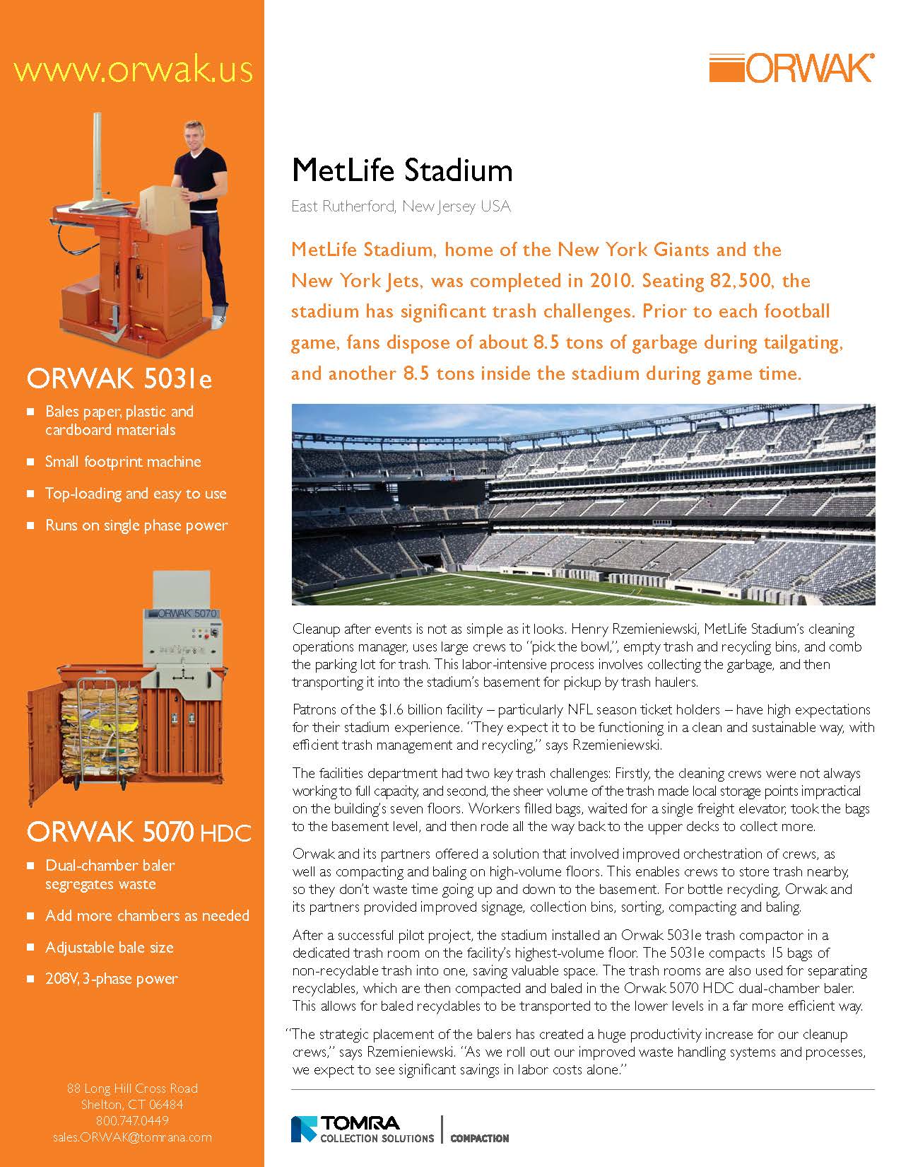 Tomra case study gaining  access to the Jets and Giants Stadium
